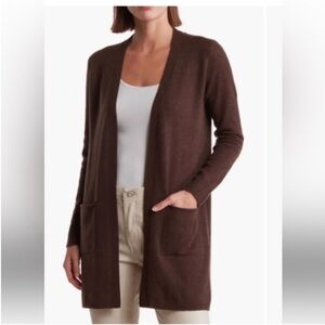 360 Cashmere Women's Brown Open Front Cardigan Sweater